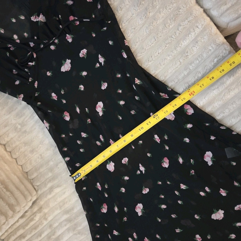 Y2K Betsey Johnson Urban Outfitters S Rosebud Maxi Dress Black Pink With Slip - Picture 5 of 14